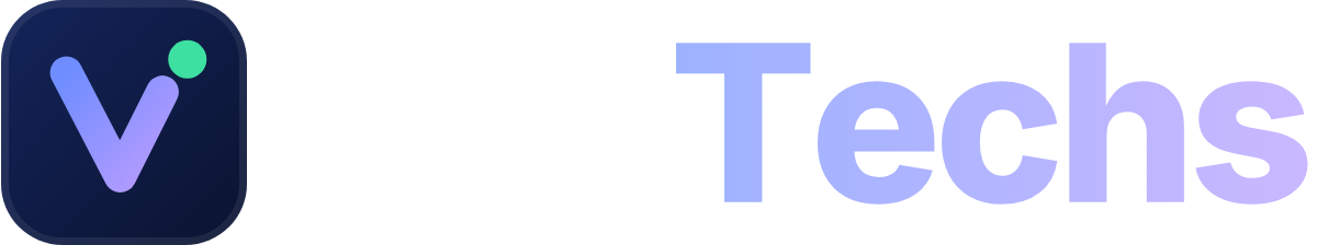 VixTechs logo, horizontal, for dark backgrounds